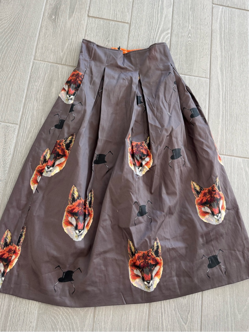 MIDDY N ME Tally Ho Cotton Poplin Pleats Fox Skirt Size 0 VGUC - Picture 3 of 5
